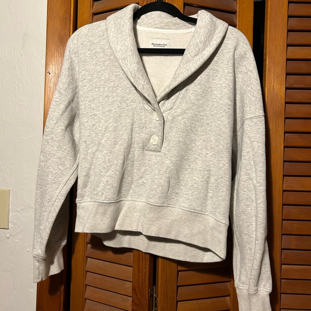 Gray, buttoned sweatshirt from Abercrombie